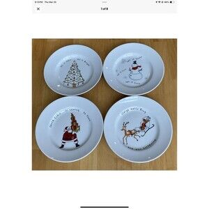 Pottery Barn Holiday Cheer 8" Ceramic Dessert/Salad Plates Set of 4